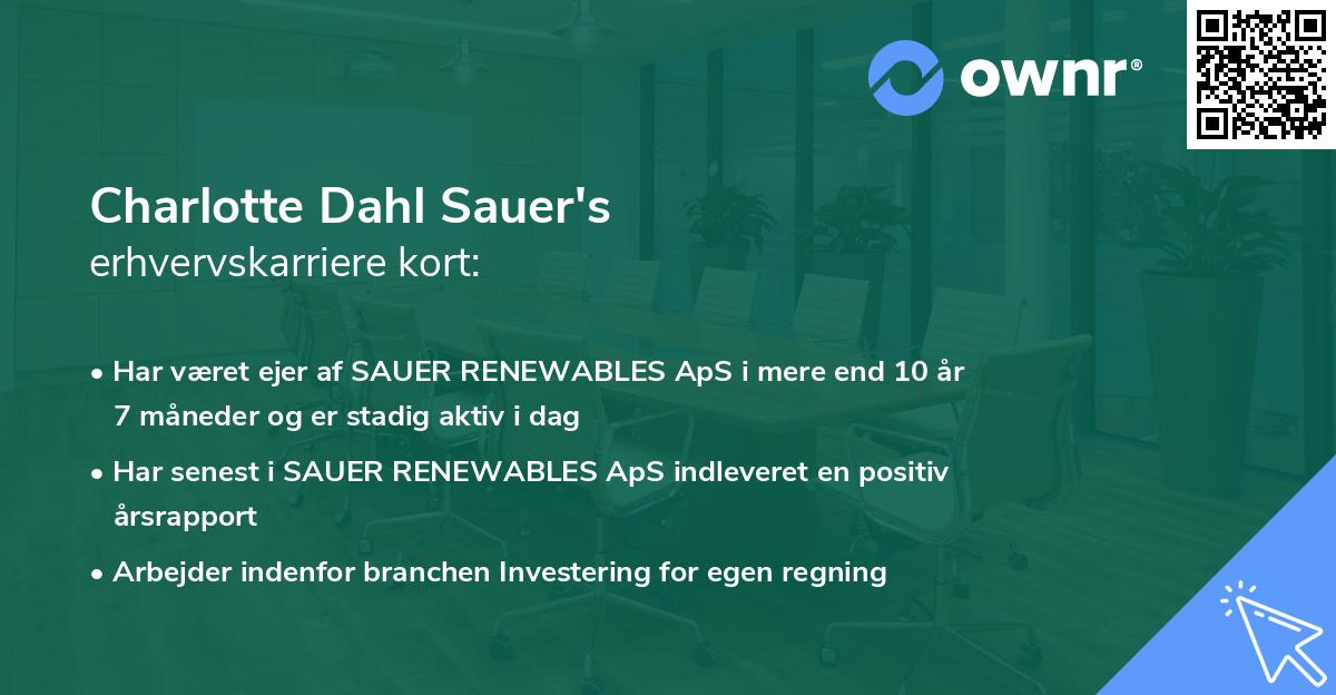 Charlotte Dahl Sauer's erhvervskarriere kort