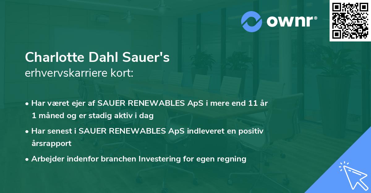 Charlotte Dahl Sauer's erhvervskarriere kort