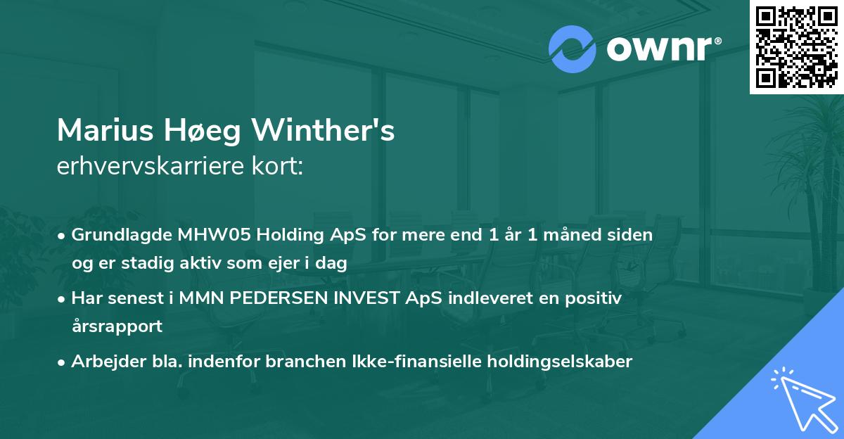 Marius Høeg Winther's erhvervskarriere kort