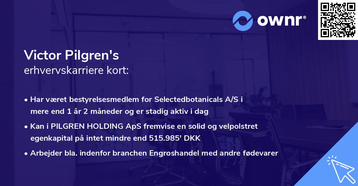 Victor Pilgren's erhvervskarriere kort