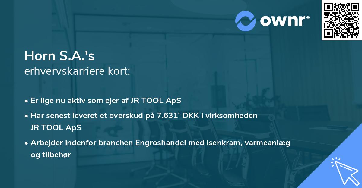 Horn S.A.'s erhvervskarriere kort