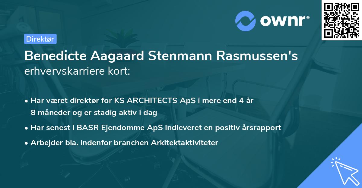 Benedicte Aagaard Stenmann Rasmussen's erhvervskarriere kort