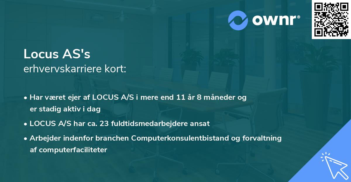 Locus AS's erhvervskarriere kort