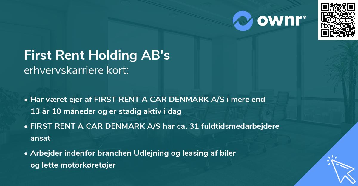 First Rent Holding AB's erhvervskarriere kort