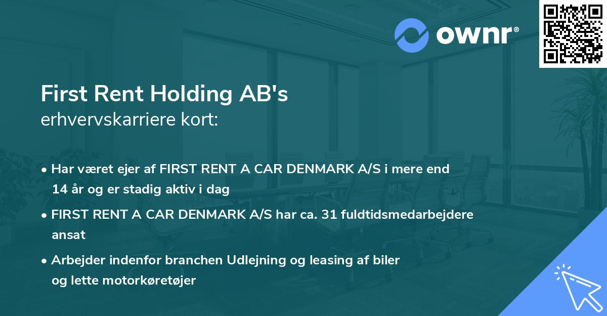First Rent Holding AB's erhvervskarriere kort