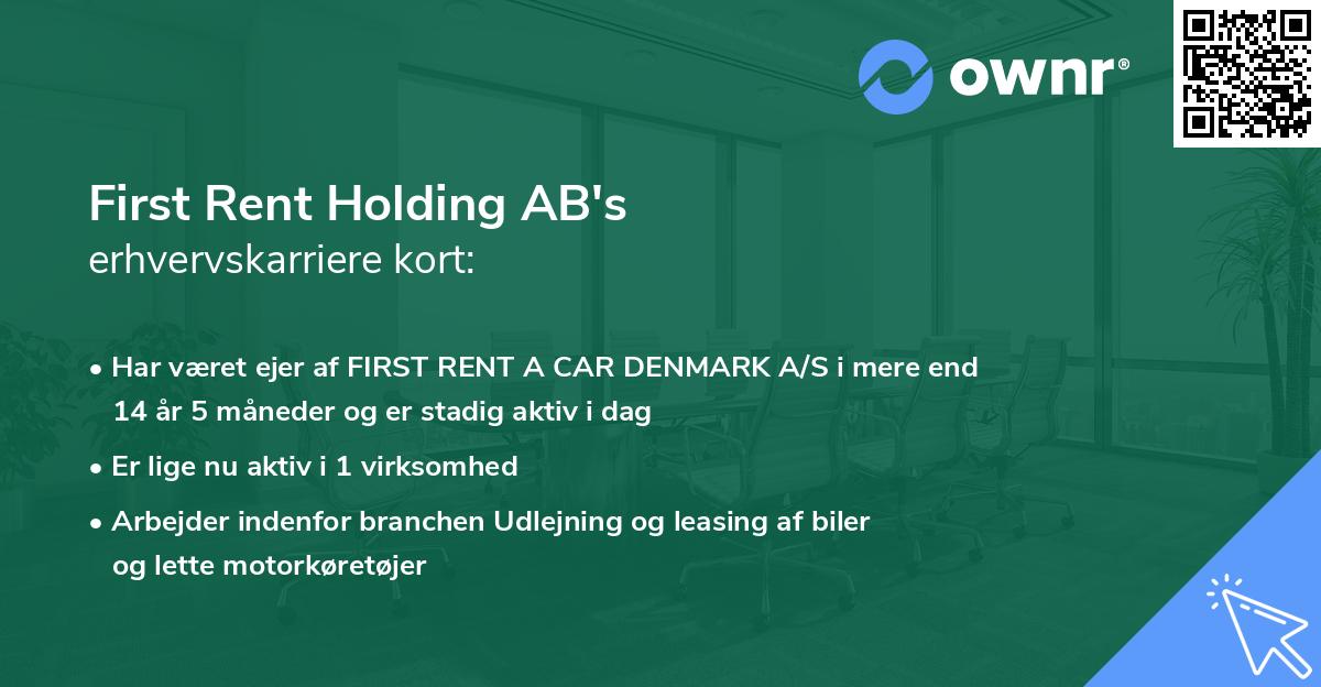 First Rent Holding AB's erhvervskarriere kort