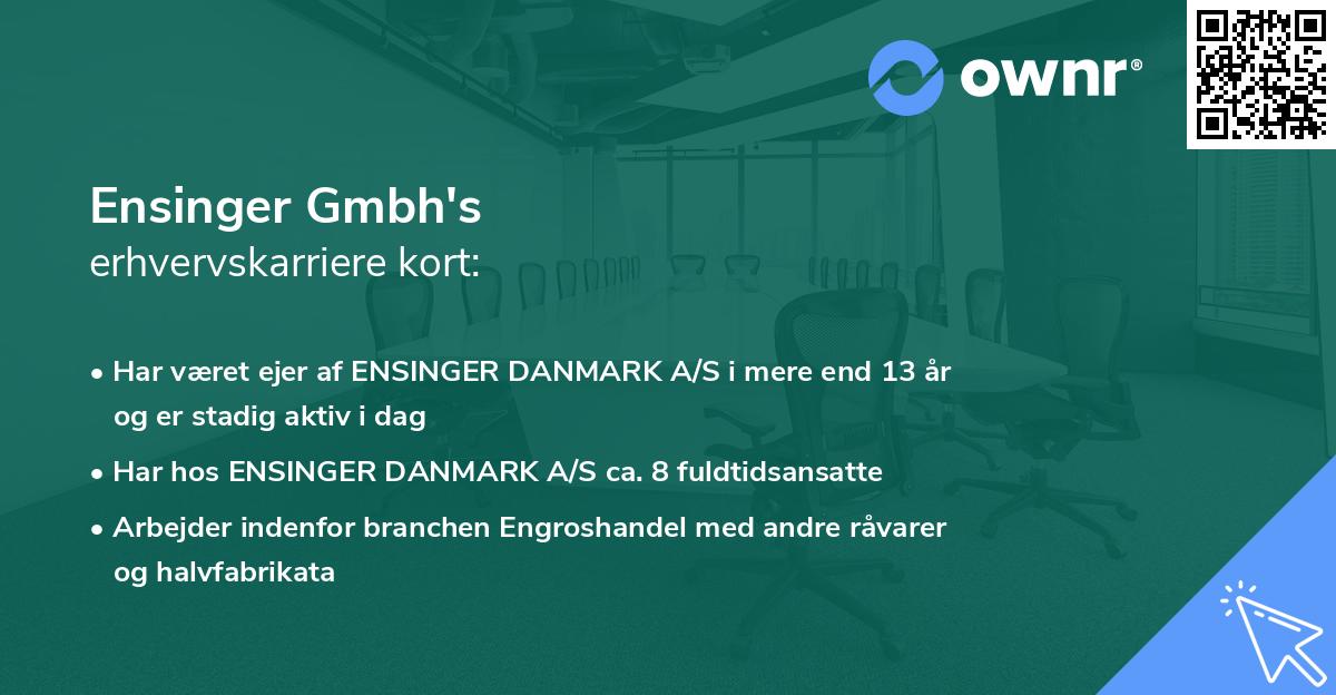 Ensinger Gmbh's erhvervskarriere kort