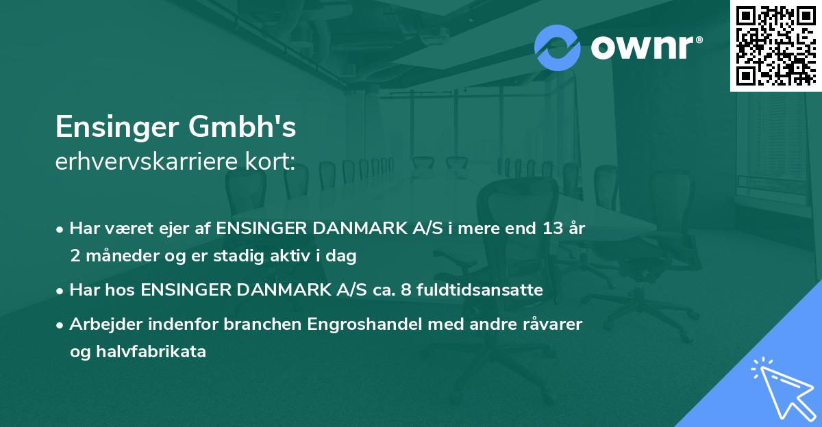 Ensinger Gmbh's erhvervskarriere kort