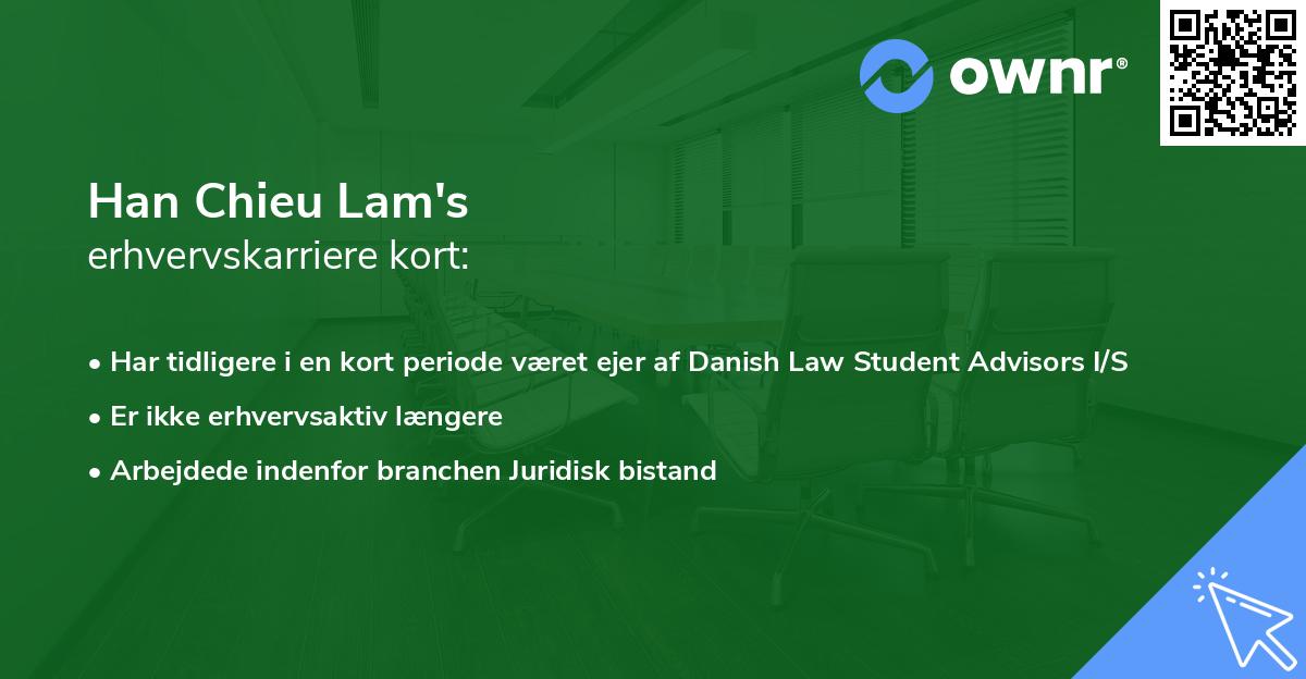 Han Chieu Lam's erhvervskarriere kort