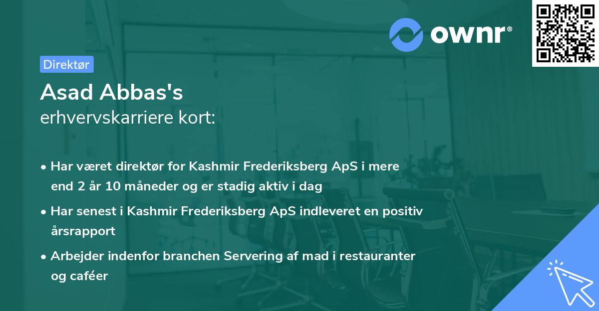 Asad Abbas's erhvervskarriere kort