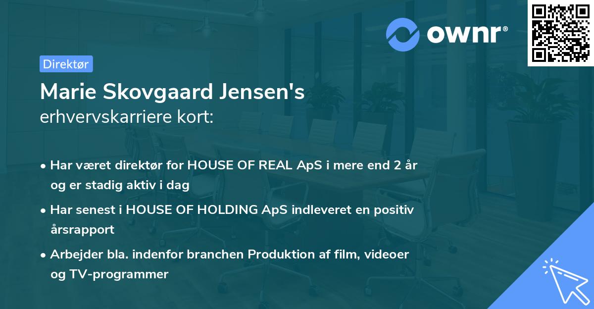 Marie Skovgaard Jensen's erhvervskarriere kort