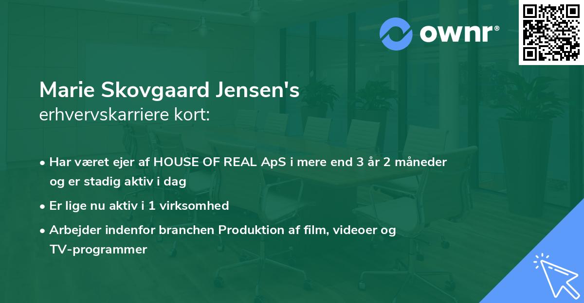 Marie Skovgaard Jensen's erhvervskarriere kort