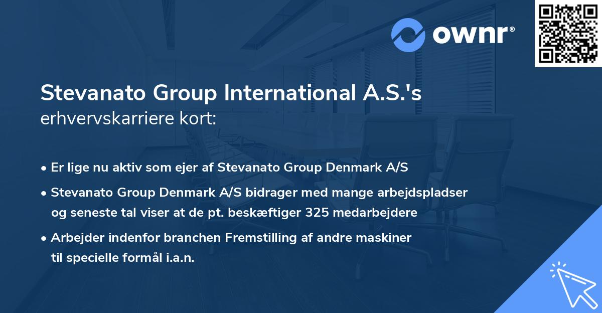 Stevanato Group International A.S.'s erhvervskarriere kort