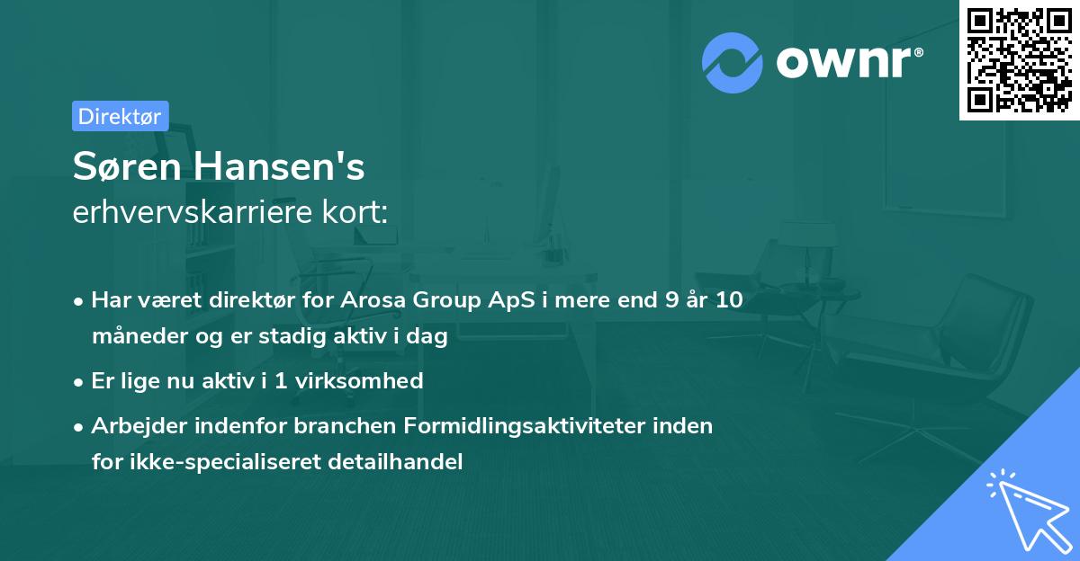Søren Hansen's erhvervskarriere kort