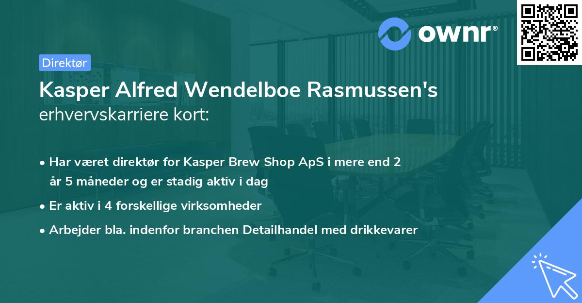 Kasper Alfred Wendelboe Rasmussen's erhvervskarriere kort