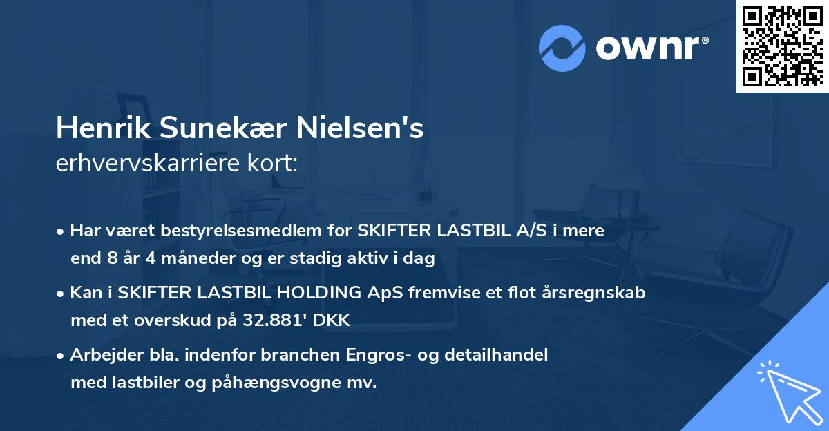 Henrik Sunekær Nielsen's erhvervskarriere kort
