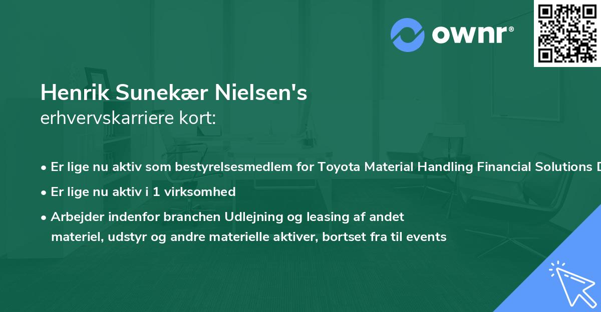 Henrik Sunekær Nielsen's erhvervskarriere kort