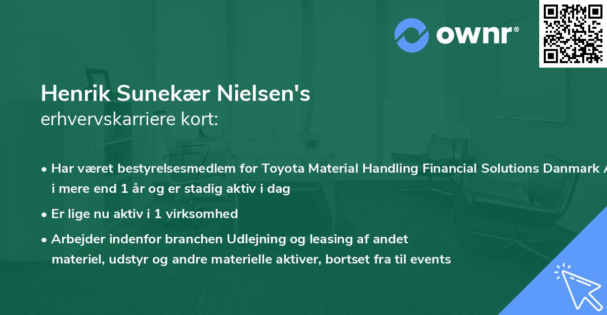 Henrik Sunekær Nielsen's erhvervskarriere kort