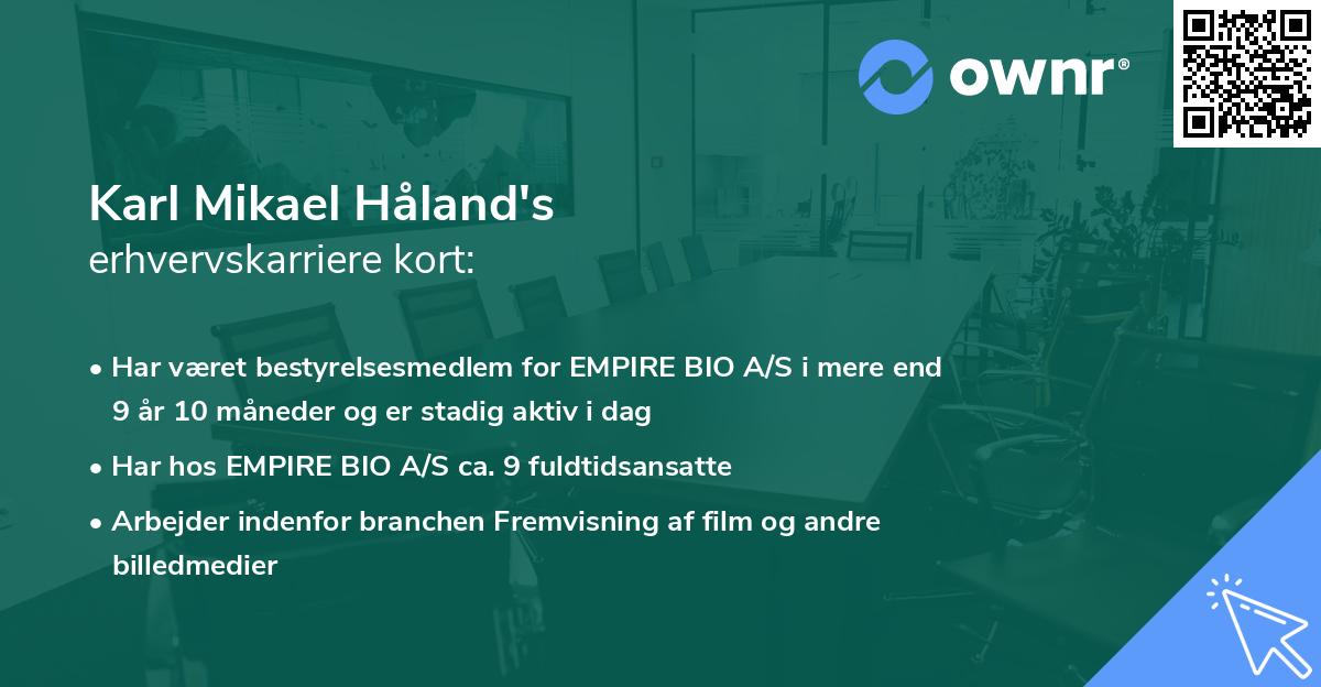 Karl Mikael Håland's erhvervskarriere kort