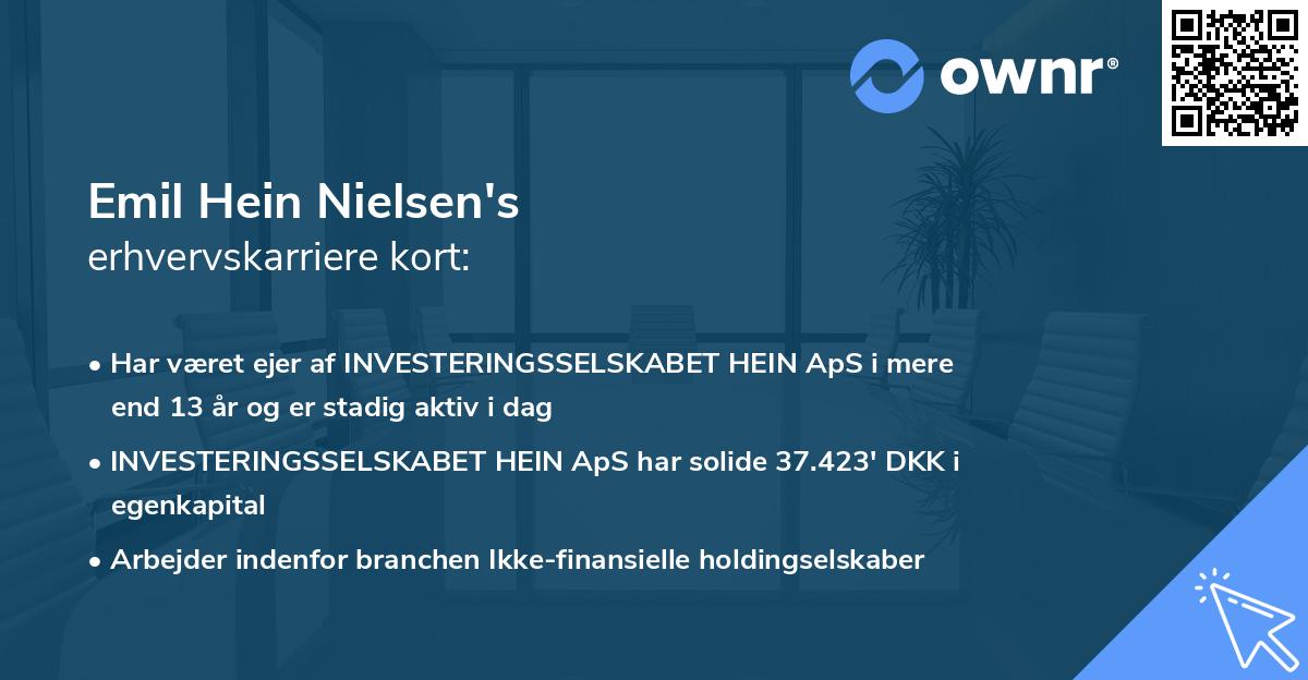 Emil Hein Nielsen's erhvervskarriere kort