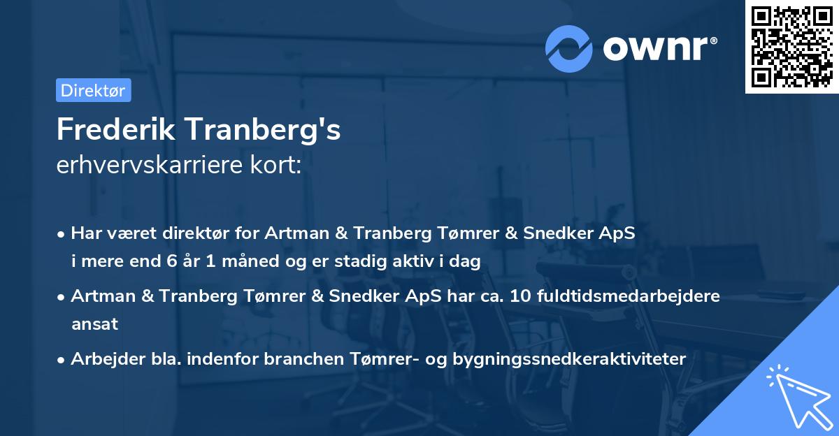 Frederik Tranberg's erhvervskarriere kort