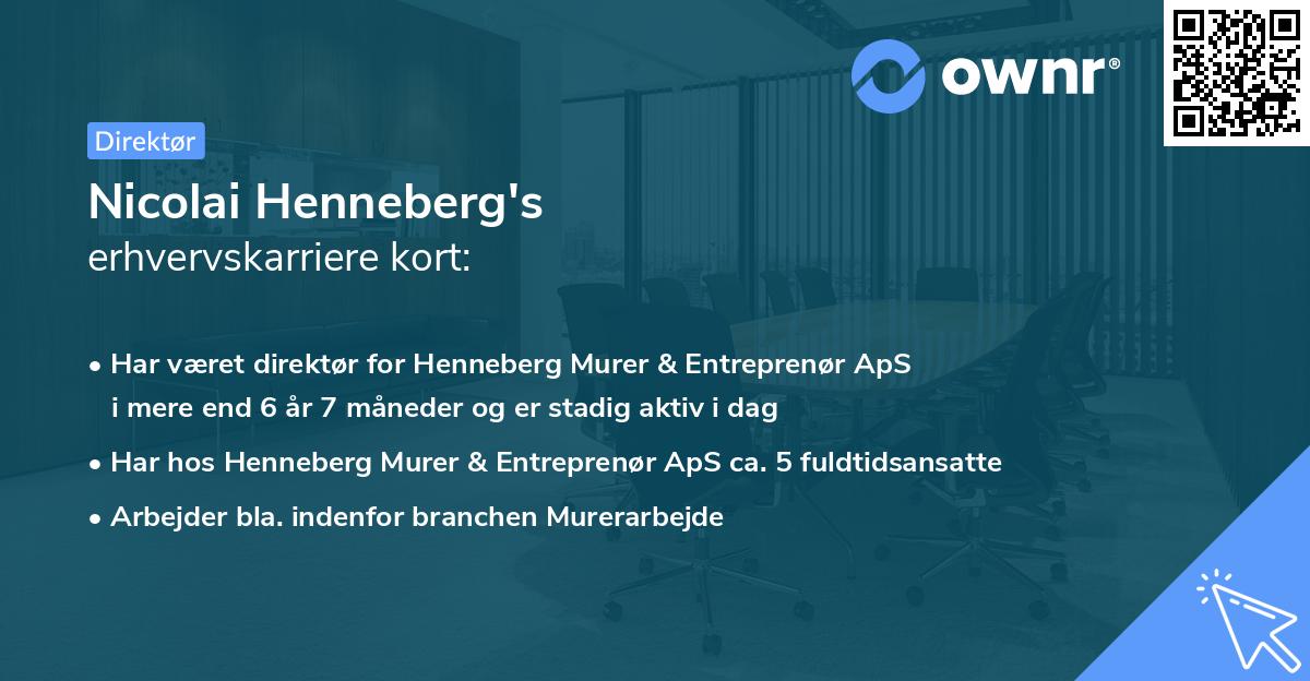 Nicolai Henneberg's erhvervskarriere kort