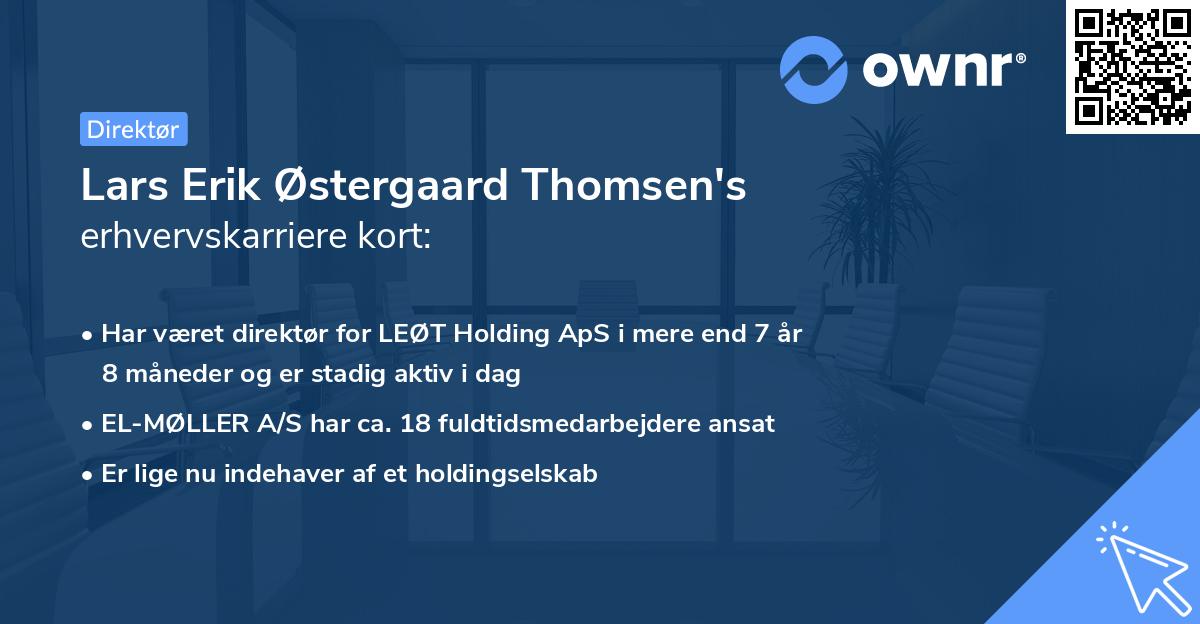 Lars Erik Østergaard Thomsen's erhvervskarriere kort