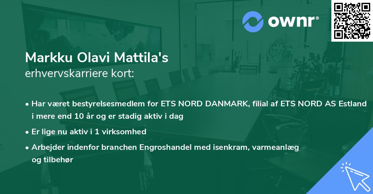 Markku Olavi Mattila's erhvervskarriere kort