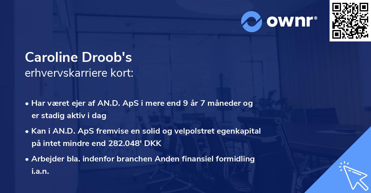Caroline Droob's erhvervskarriere kort