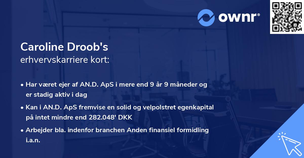 Caroline Droob's erhvervskarriere kort