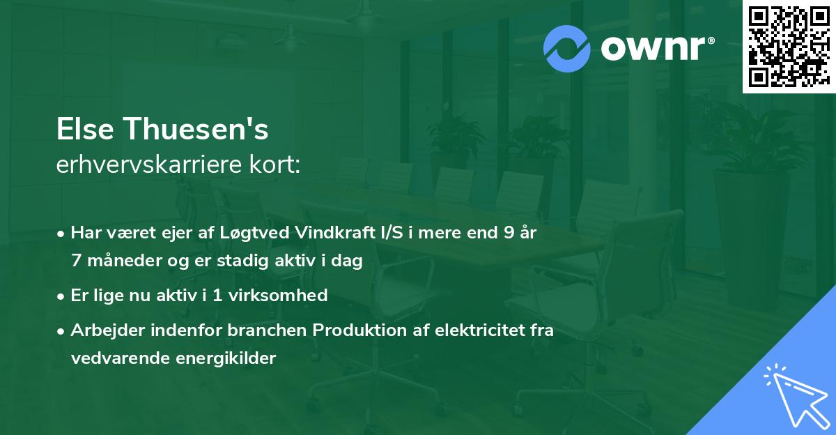 Else Thuesen's erhvervskarriere kort