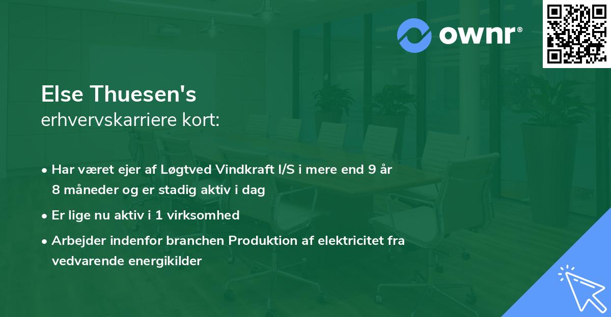 Else Thuesen's erhvervskarriere kort