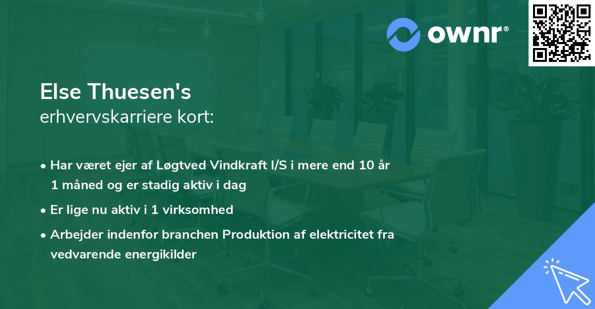 Else Thuesen's erhvervskarriere kort