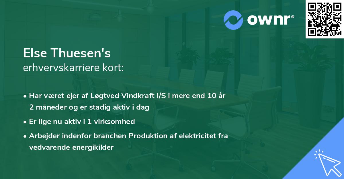 Else Thuesen's erhvervskarriere kort