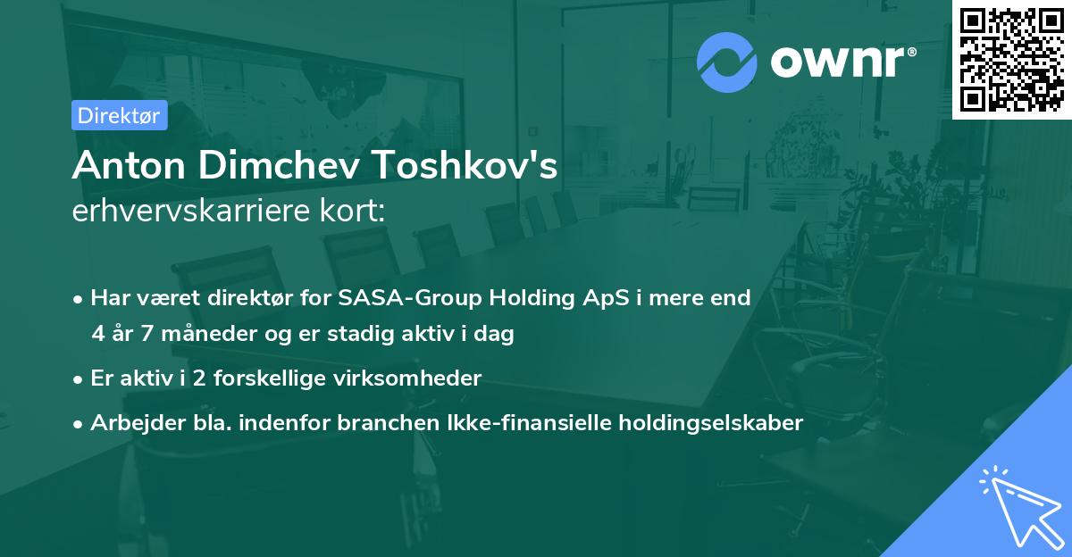 Anton Dimchev Toshkov's erhvervskarriere kort