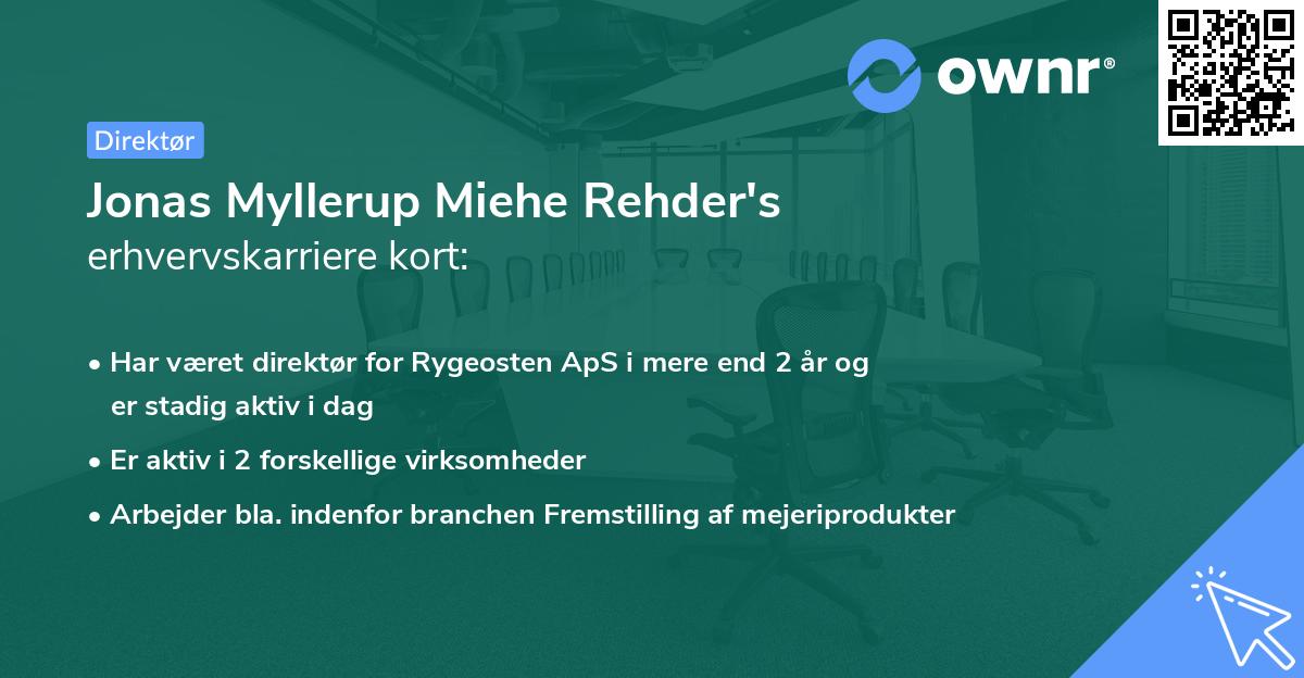 Jonas Myllerup Miehe Rehder's erhvervskarriere kort