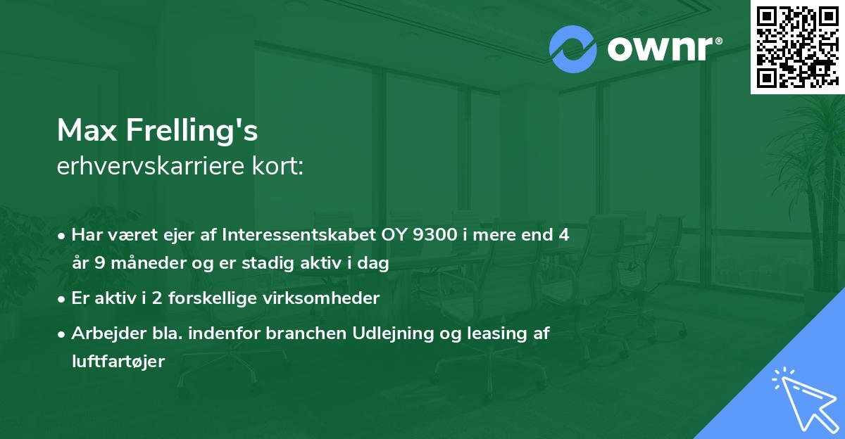 Max Frelling's erhvervskarriere kort