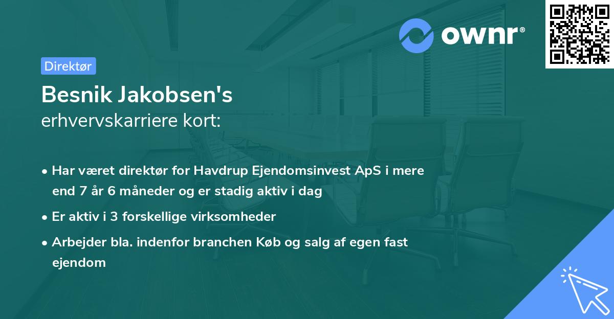 Besnik Jakobsen's erhvervskarriere kort