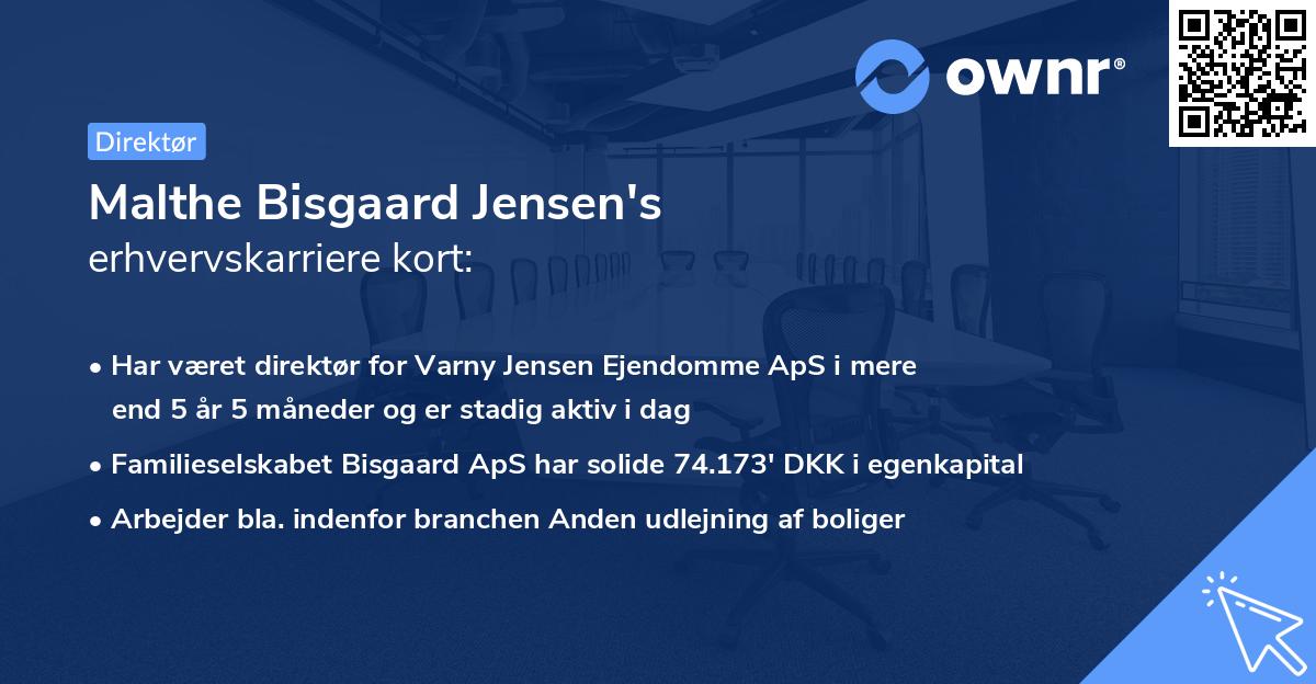 Malthe Bisgaard Jensen's erhvervskarriere kort