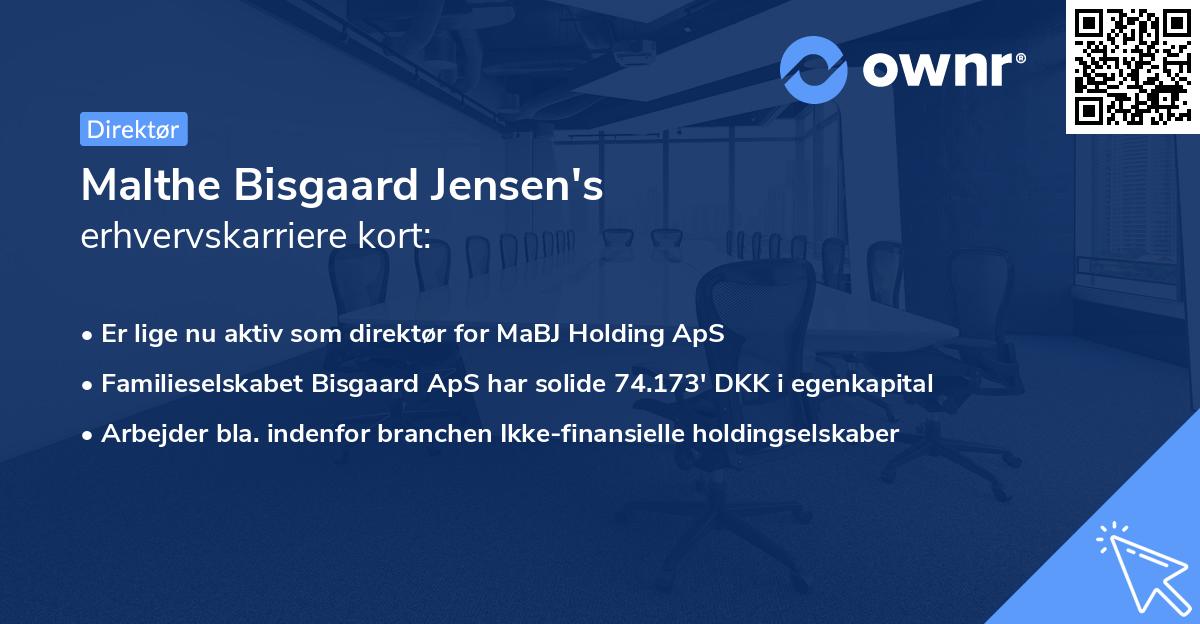 Malthe Bisgaard Jensen's erhvervskarriere kort
