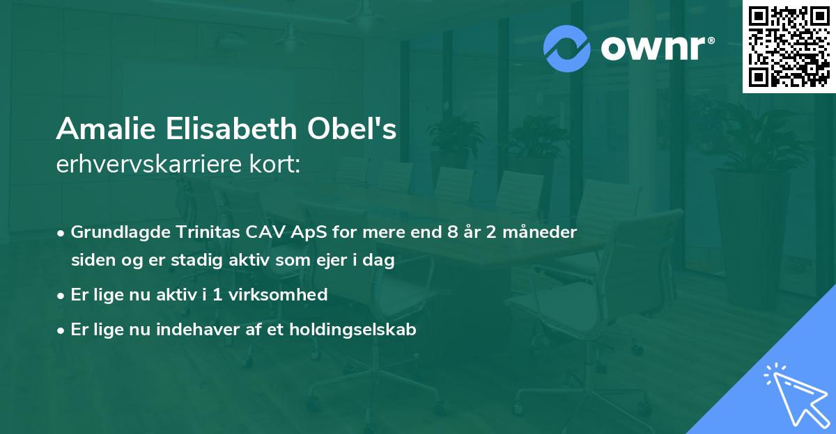 Amalie Elisabeth Obel's erhvervskarriere kort