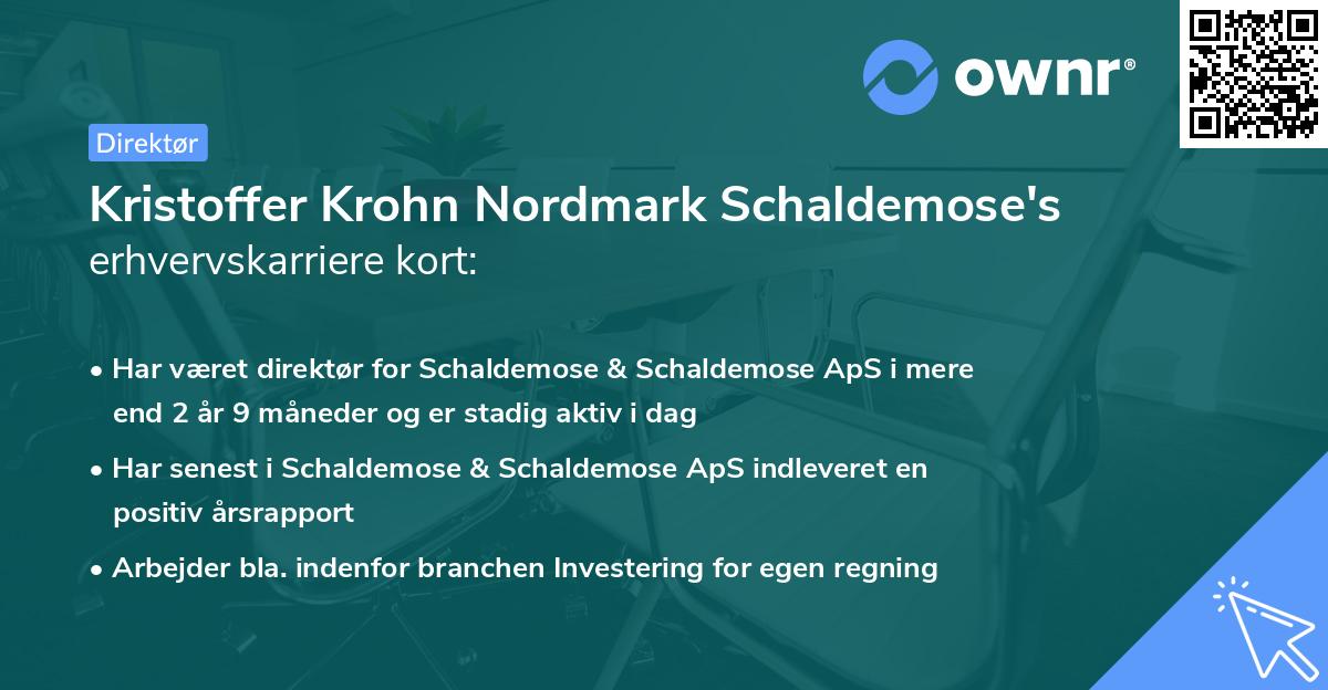 Kristoffer Krohn Nordmark Schaldemose's erhvervskarriere kort