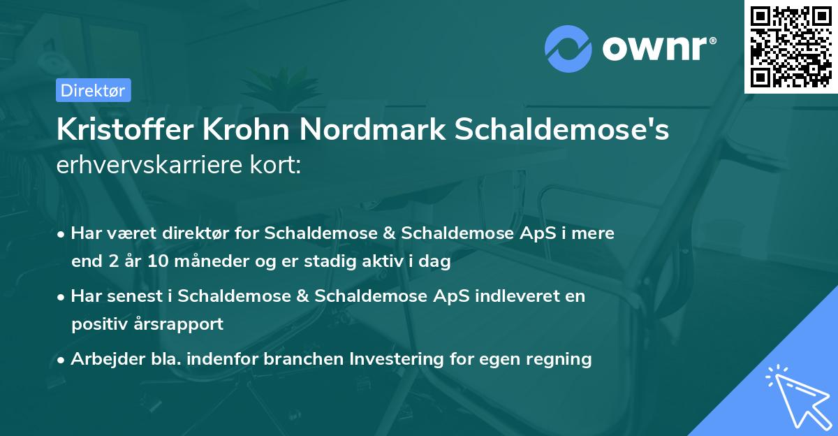 Kristoffer Krohn Nordmark Schaldemose's erhvervskarriere kort
