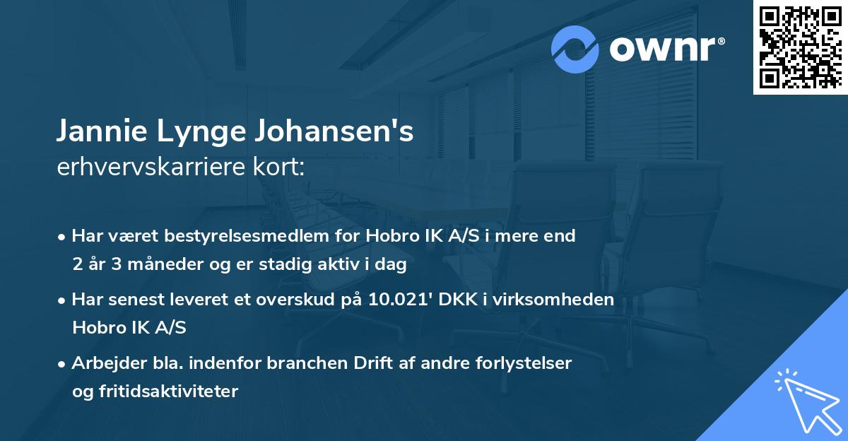 Jannie Lynge Johansen's erhvervskarriere kort