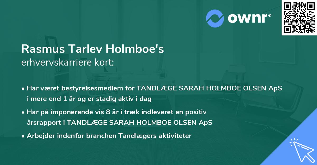 Rasmus Tarlev Holmboe's erhvervskarriere kort