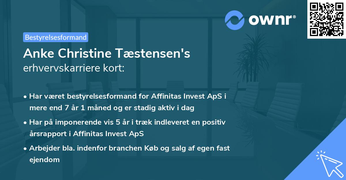 Anke Christine Tæstensen's erhvervskarriere kort