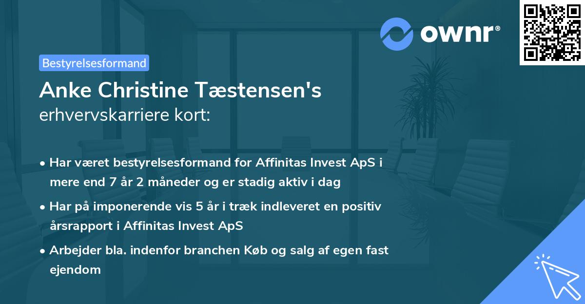 Anke Christine Tæstensen's erhvervskarriere kort