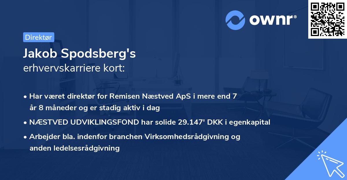 Jakob Spodsberg's erhvervskarriere kort