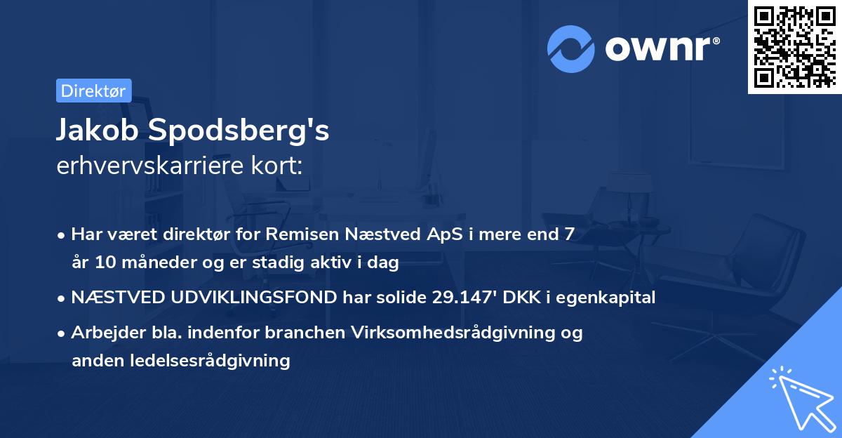Jakob Spodsberg's erhvervskarriere kort