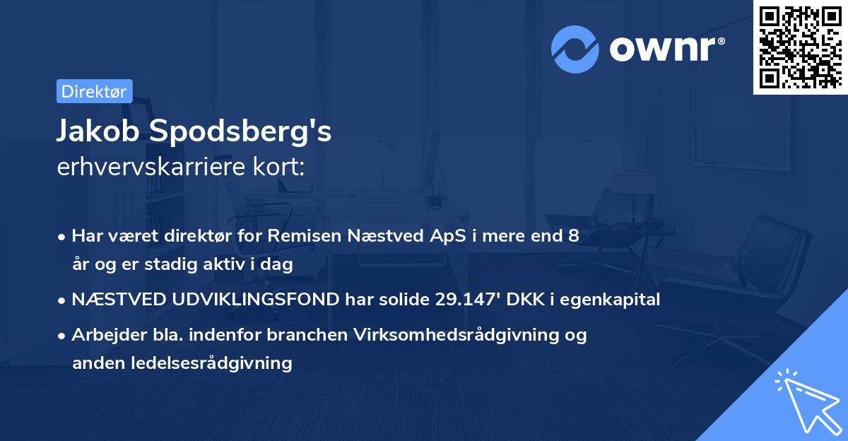 Jakob Spodsberg's erhvervskarriere kort